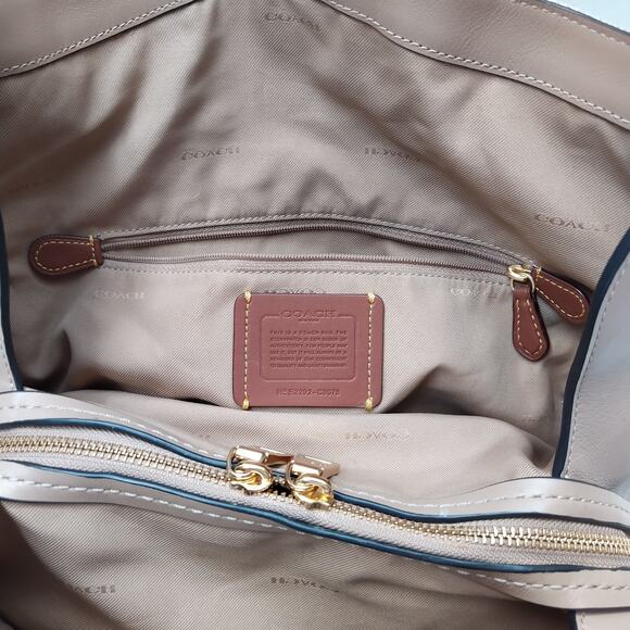 Coach Dalton Bag 31 Taupe Canvas Leather 3 Compartments Shoulder Bag - Picture 11 of 16